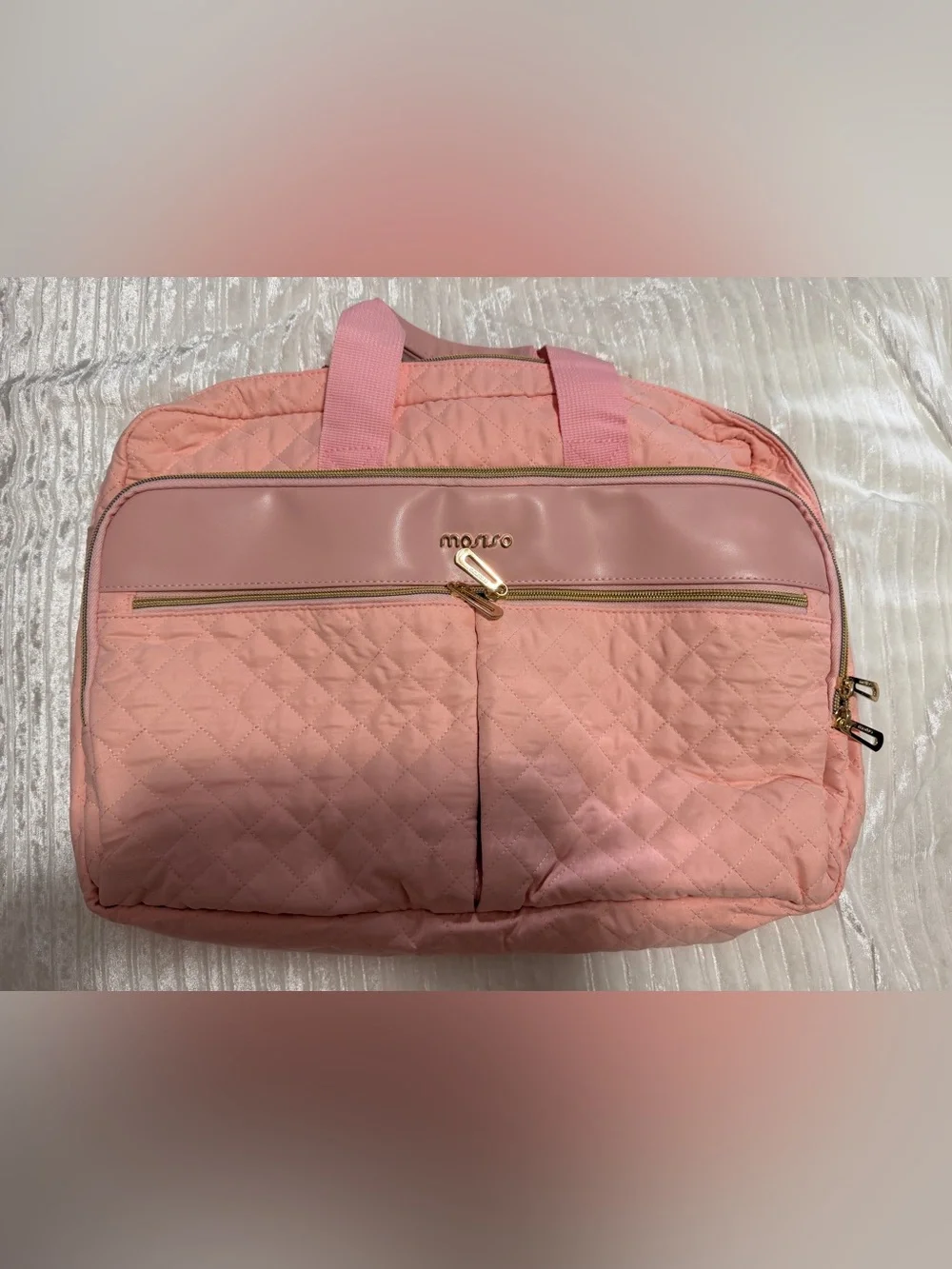 Quilted Pink Laptop Tote Bag